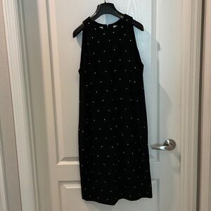 Liz Claiborne Black Midi Dress with White Polka Dots